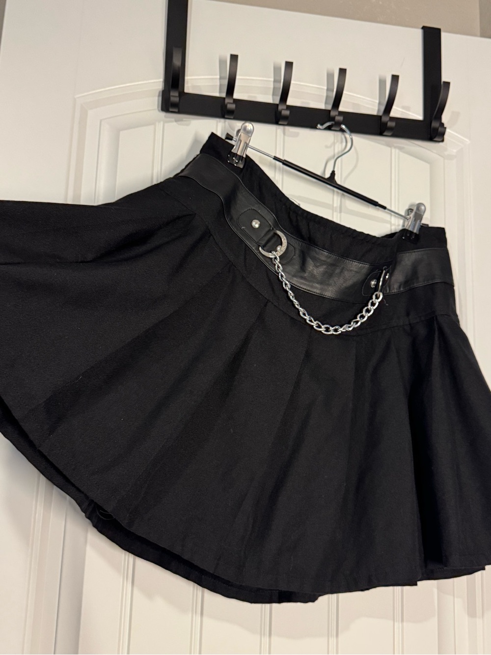 Royal Bones Black Circle Skirt with Chain Accent